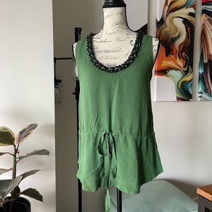 Robert Rodriguez Sleeveless Tank Top Blouse Green Silk Size 2